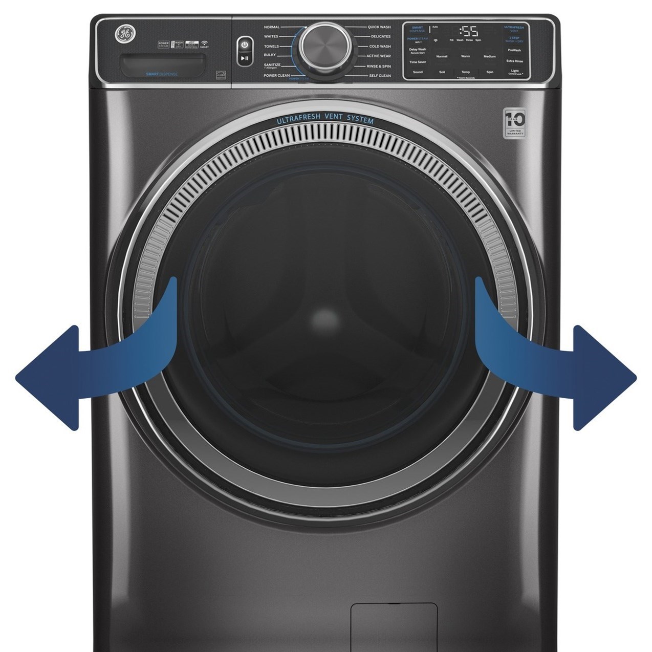 GE Appliances GE® 5.0 cu. ft. Capacity Smart Front Load ENERGY STAR® Steam Washer with